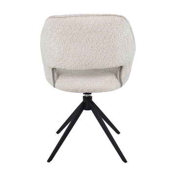 Drehstuhl – Bouclé Stoff, Schwarzes Metallgestell, Creme Farbe - Owen | Kick Collection