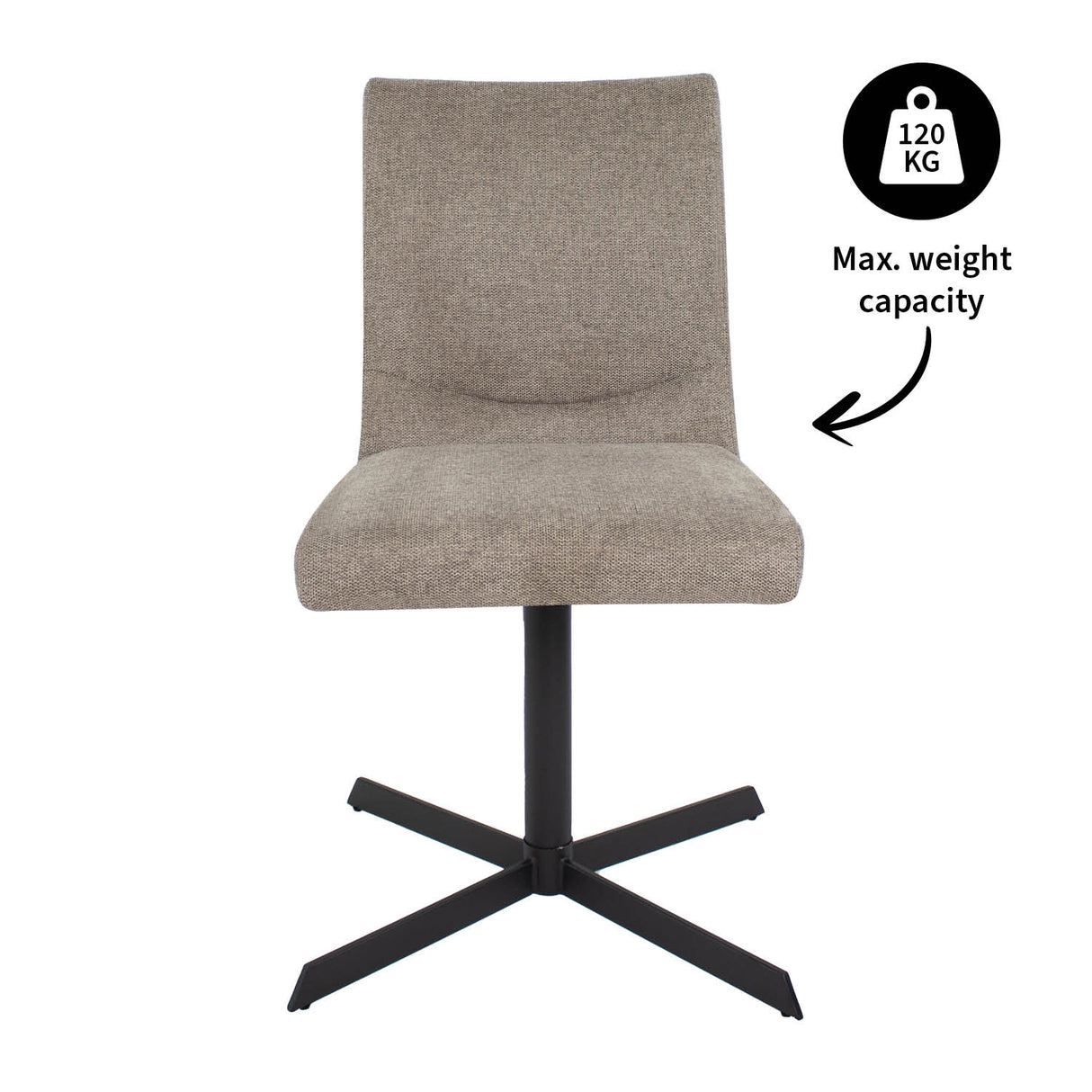 Drehstuhl – Texturstoff, Metallrahmen, 360° Drehfunktion, Taupe - Sam | Kick