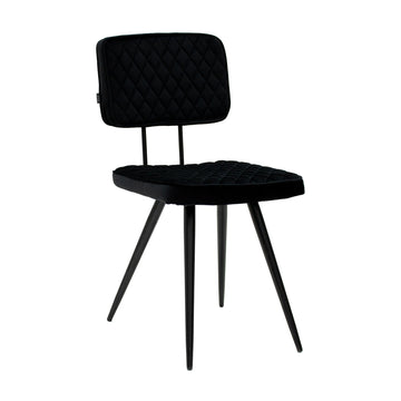 Esszimmerstuhl – Velvet Stoff, Rautensteppung, Schwarze Farbe - Toby | Kick