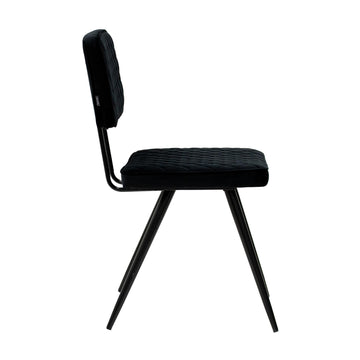 Esszimmerstuhl – Velvet Stoff, Rautensteppung, Schwarze Farbe - Toby | Kick