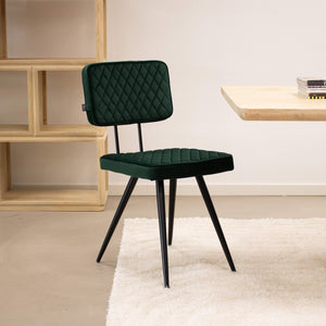 Dining Chair Quilted Velvet Upholstery with Round Backrest – Toby | Kick Collection