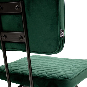 Esszimmerstuhl – Velvet Stoff, Rautensteppung, Dunkelgrüne Farbe - Toby | Kick