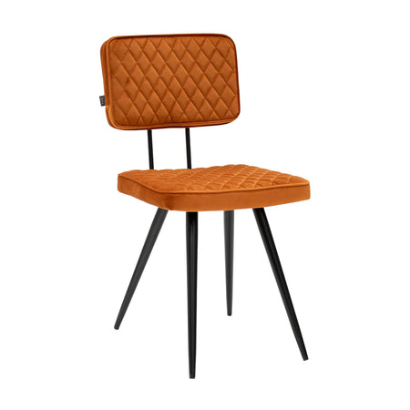 Esszimmerstuhl – Velvet Stoff, Rautensteppung, Orange Farbe - Toby | Kick image