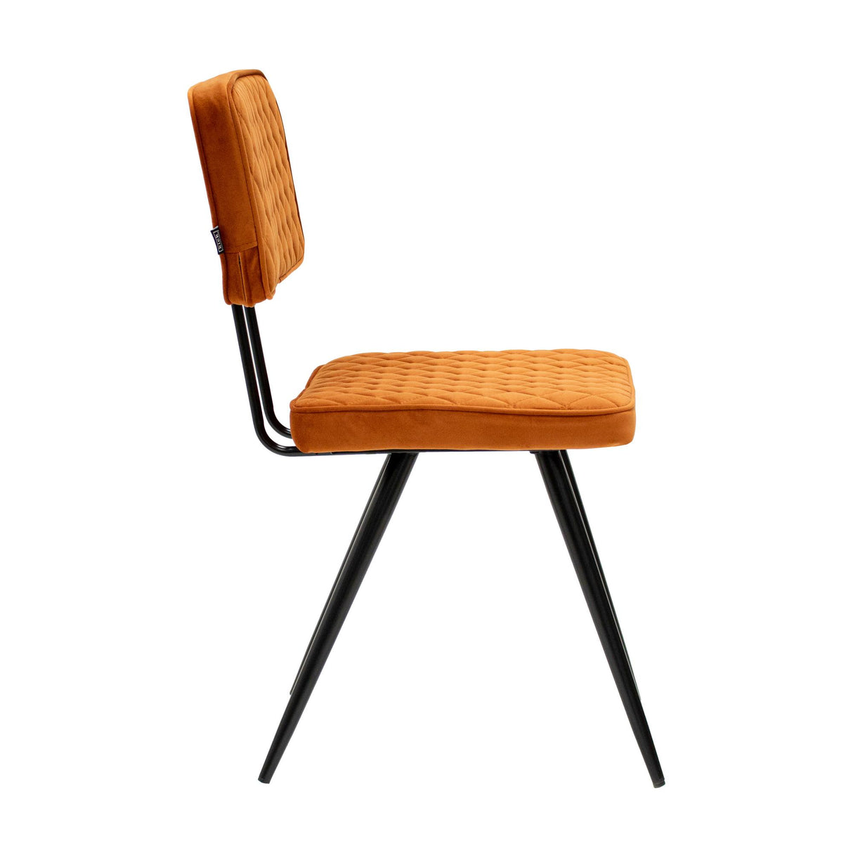 Esszimmerstuhl – Velvet Stoff, Rautensteppung, Orange Farbe - Toby | Kick