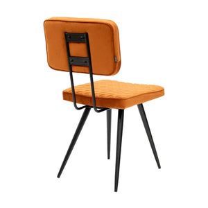 Esszimmerstuhl – Velvet Stoff, Rautensteppung, Orange Farbe - Toby | Kick