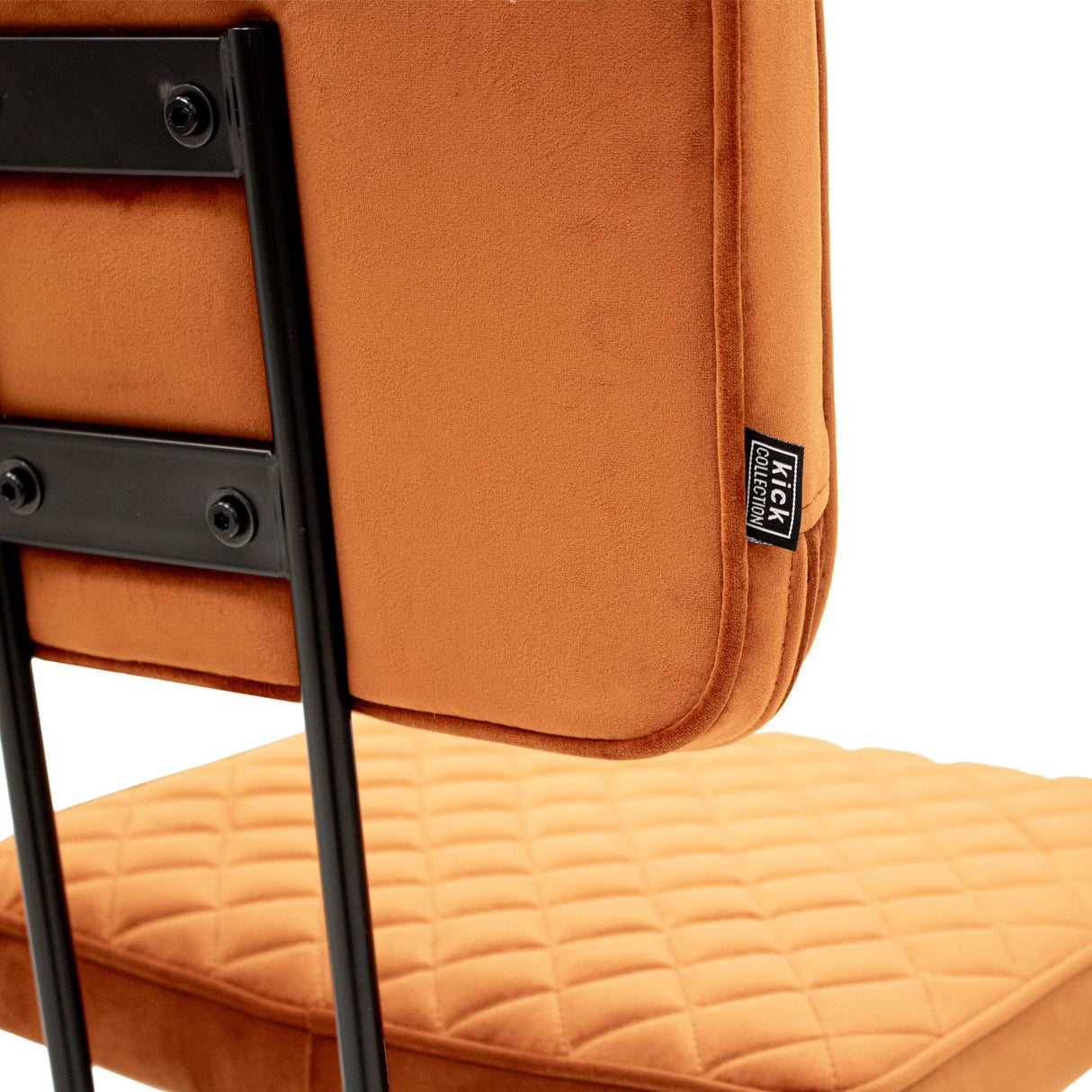 Esszimmerstuhl – Velvet Stoff, Rautensteppung, Orange Farbe - Toby | Kick