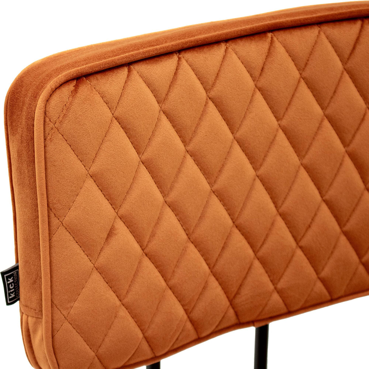 Esszimmerstuhl – Velvet Stoff, Rautensteppung, Orange Farbe - Toby | Kick