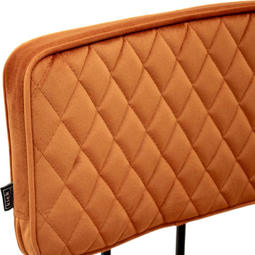 Esszimmerstuhl – Velvet Stoff, Rautensteppung, Orange Farbe - Toby | Kick