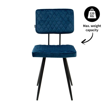 Esszimmerstuhl – Velvet Stoff, Rautensteppung, Dunkelblaue Farbe - Toby | Kick