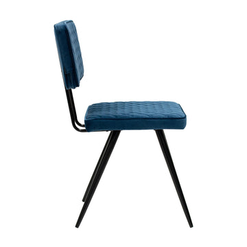 Esszimmerstuhl – Velvet Stoff, Rautensteppung, Dunkelblaue Farbe - Toby | Kick