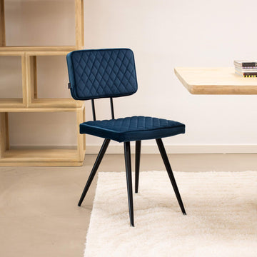 Esszimmerstuhl – Velvet Stoff, Rautensteppung, Dunkelblaue Farbe - Toby | Kick