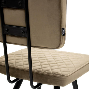 Esszimmerstuhl – Velvet Stoff, Rautensteppung, Taupe Farbe - Toby | Kick