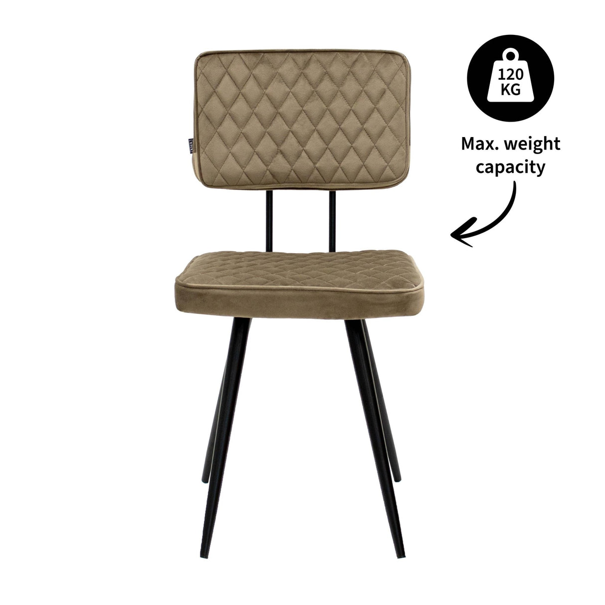 Dining Chair - Velvet Upholstery, Metal Frame, Ergonomic - Toby | Kick Collection