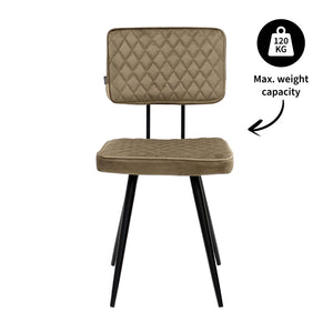 Dining Chair - Velvet Upholstery, Metal Frame, Ergonomic - Toby | Kick Collection