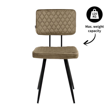 Esszimmerstuhl – Velvet Stoff, Rautensteppung, Taupe Farbe - Toby | Kick