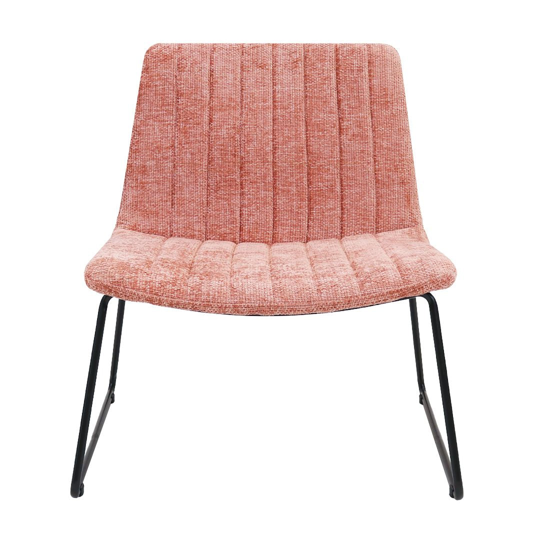 Sessel – Chenille Stoff, Metallgestell, Rosa Farbe - James | Kick Collection