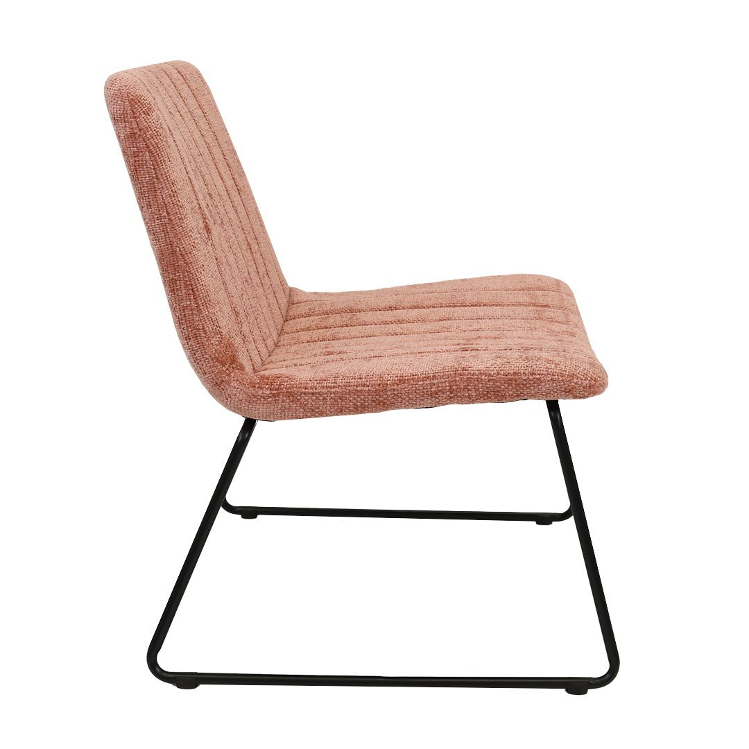 Sessel – Chenille Stoff, Metallgestell, Rosa Farbe - James | Kick Collection