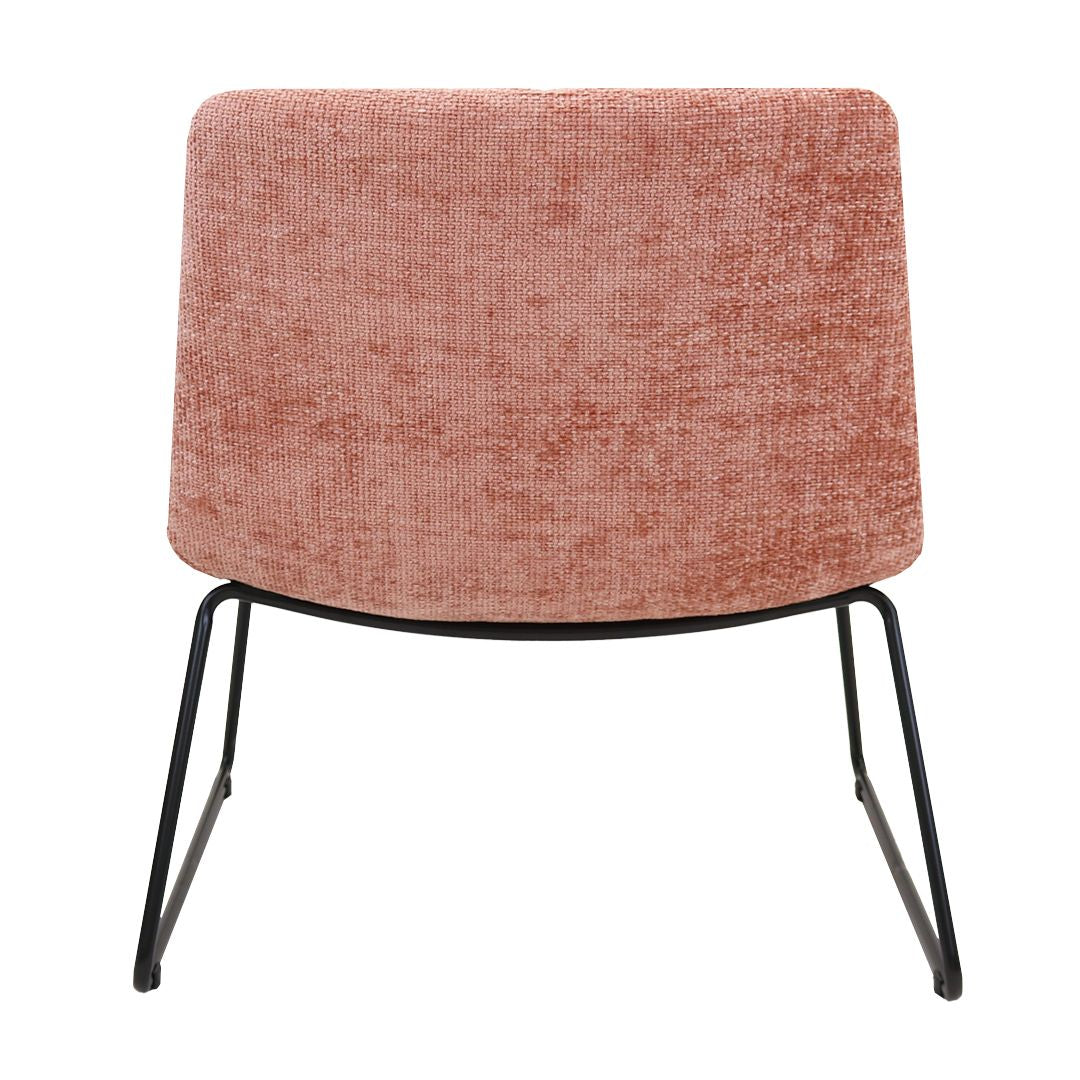 Sessel – Chenille Stoff, Metallgestell, Rosa Farbe - James | Kick Collection