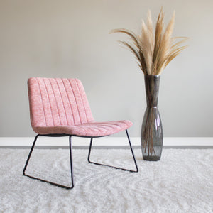 Sessel – Chenille Stoff, Metallgestell, Rosa Farbe - James | Kick Collection