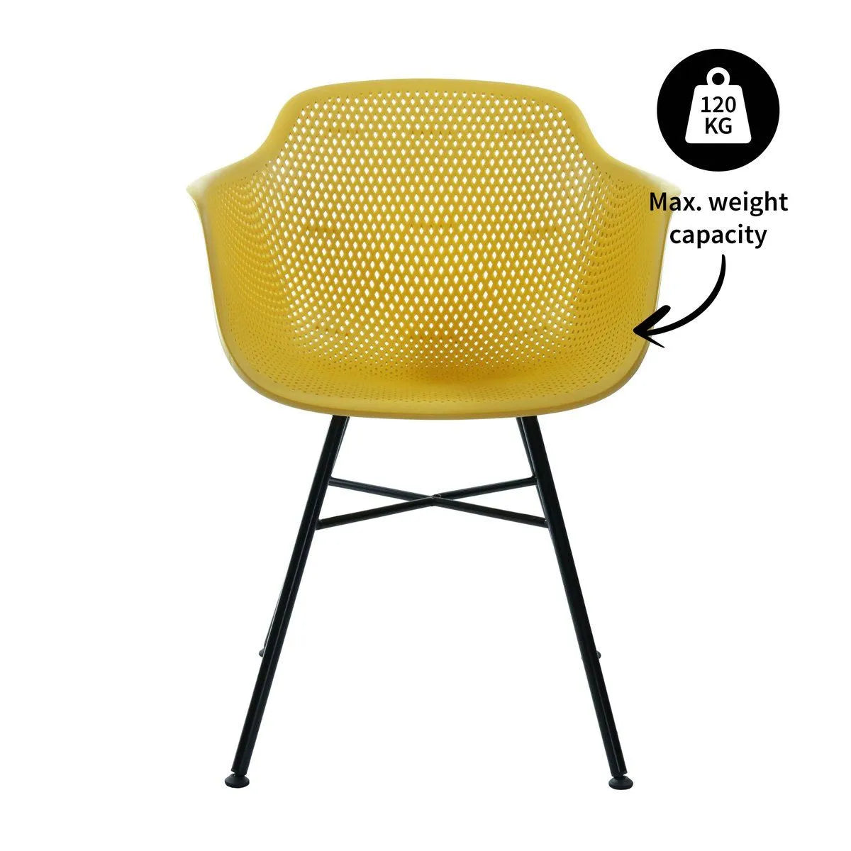 Gartenstuhl – Kunststoffschale, Metallgestell, Gelbe Farbe - Indy | Kick Collection