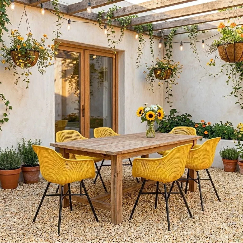 Gartenstuhl – Kunststoffschale, Metallgestell, Gelbe Farbe - Indy | Kick Collection