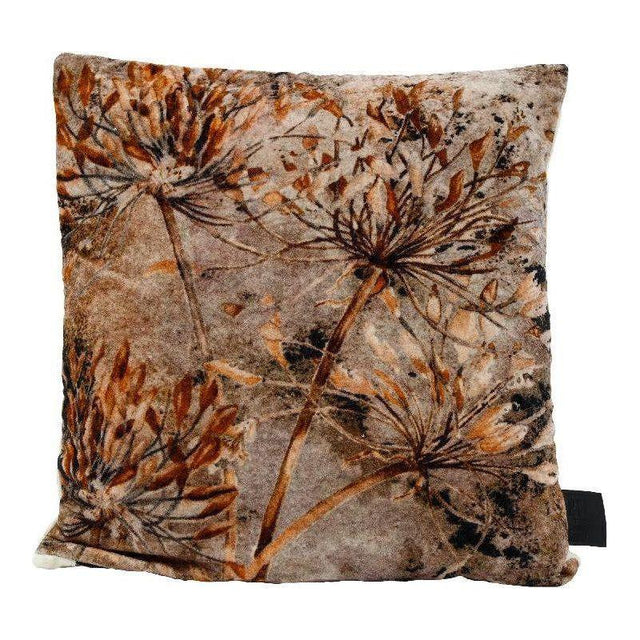 Kissen - Gerino Grey cotton velvet dried flowers Quadrat von PTMD - Esszett Luxury | Stilvolles Wohnen mit Charakter