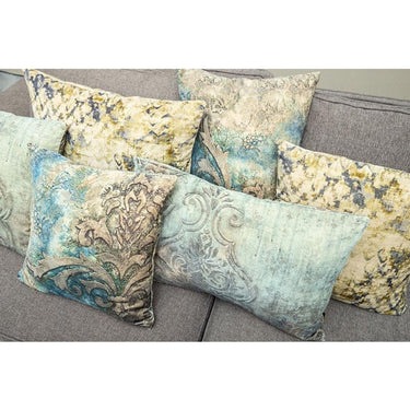 Kissen - Sherdi Blue cotton velvet cushion Quadrat (45 x 45 cm) von PTMD - Esszett Luxury | Stilvolles Wohnen mit Charakter