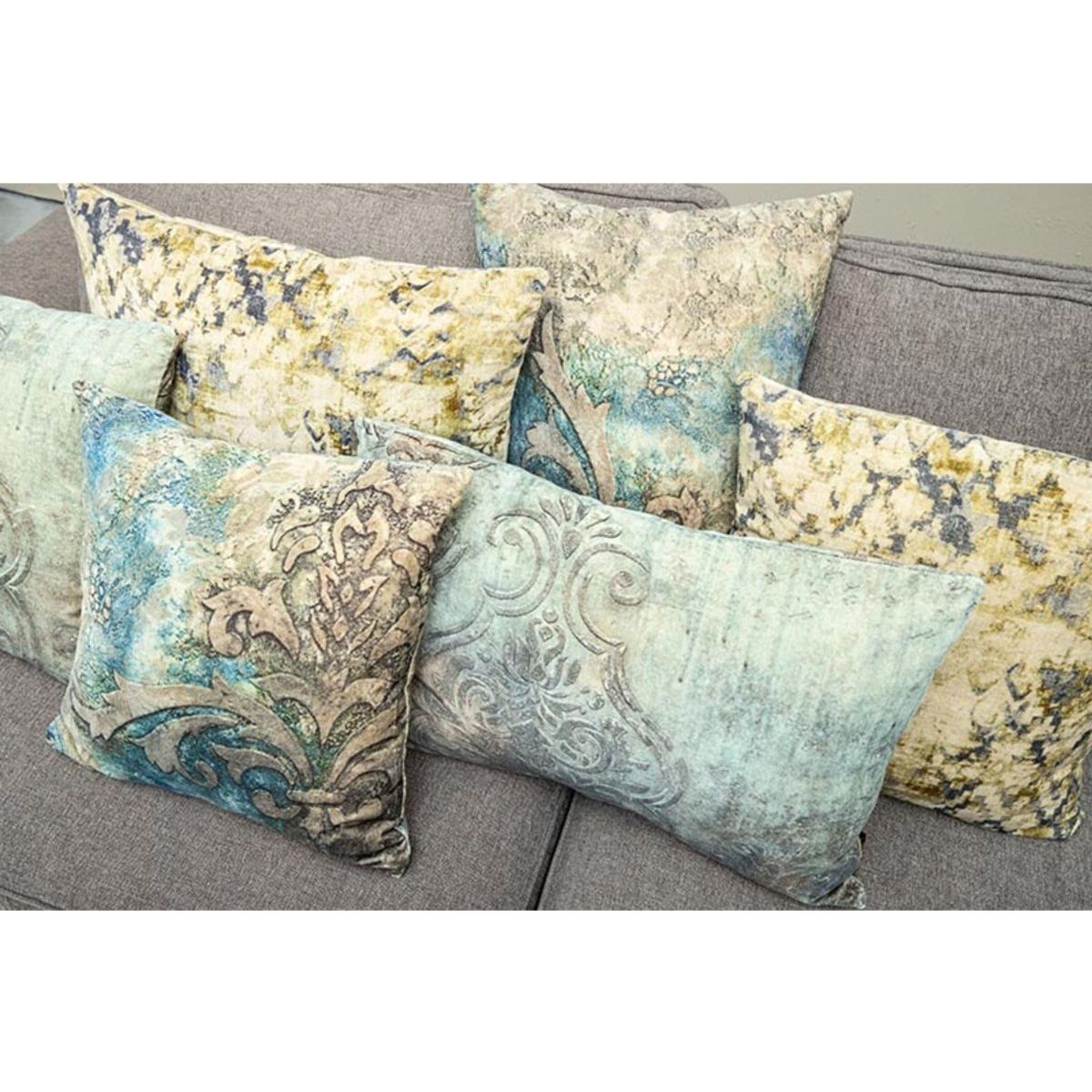 Kissen - Sherdi Blue cotton velvet cushion Quadrat (45 x 45 cm) von PTMD - Esszett Luxury | Stilvolles Wohnen mit Charakter