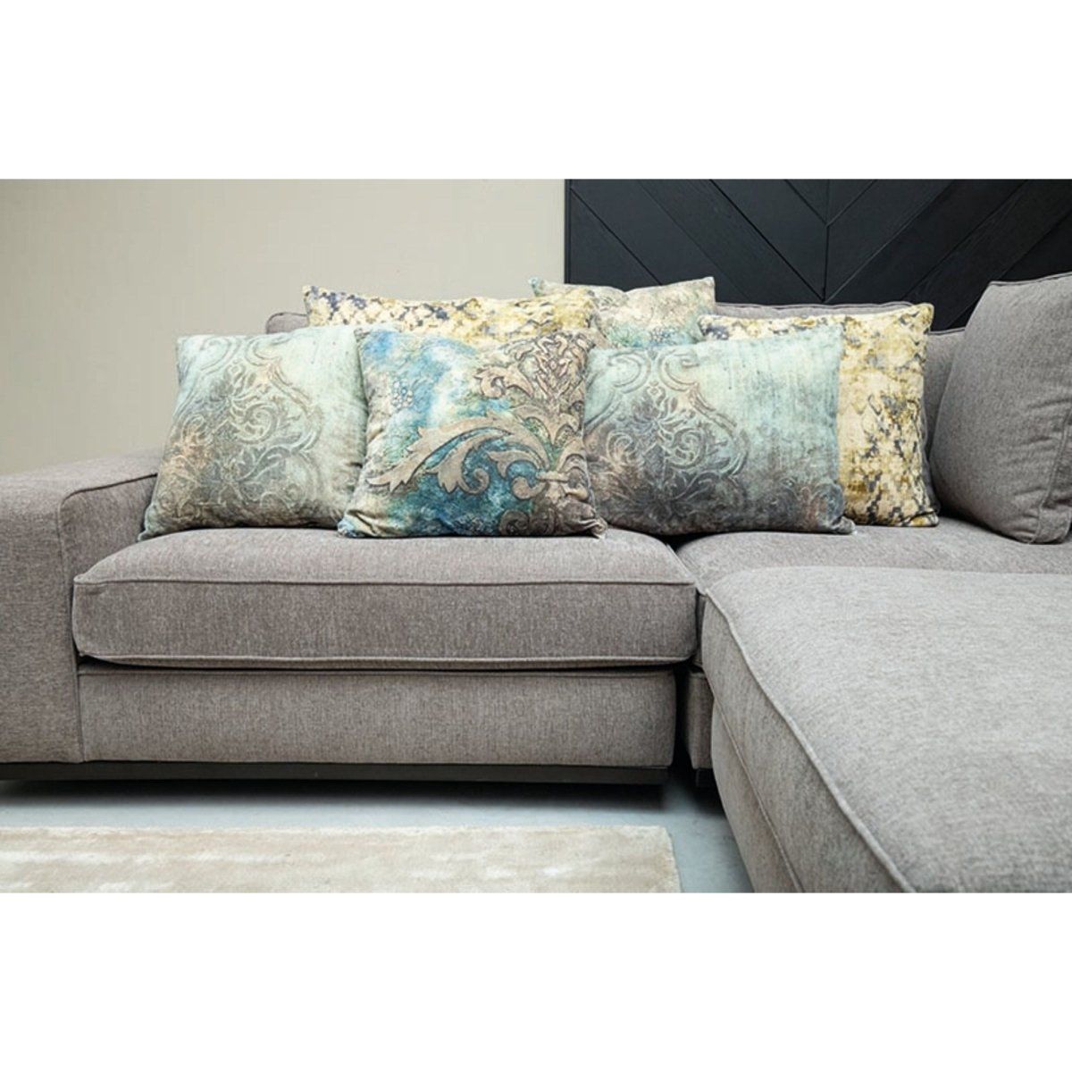 Kissen - Sherdi Blue cotton velvet cushion Quadrat (45 x 45 cm) von PTMD - Esszett Luxury | Stilvolles Wohnen mit Charakter