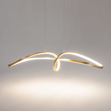 Pendelleuchte aus goldfarbenem Rechteckrahmen mit Kristalldiffusoren und LED – Curve | Maytoni - Esszett Luxury | Stilvolles Wohnen mit Charakter