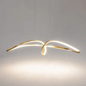 Pendant lamp made of gold-colored rectangular frame with crystal diffusers and LED – Curve | Maytoni