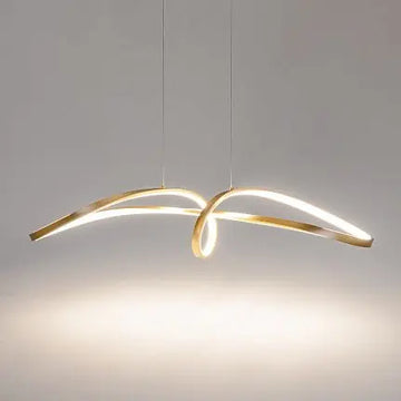 Pendant lamp made of gold-colored rectangular frame with crystal diffusers and LED – Curve | Maytoni