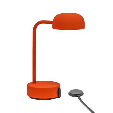 LED-Tischleuchte in Orange mit dimmbarer Beleuchtung, kabellosem Design und wiederaufladbarem Akku – Fokus | Kooduu