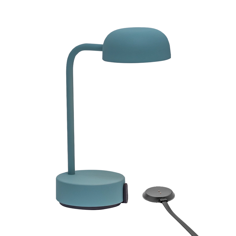 LED-Tischleuchte in Smoky Teal mit dimmbarer Beleuchtung, kabellosem Design und wiederaufladbarem Akku – Fokus | Kooduu