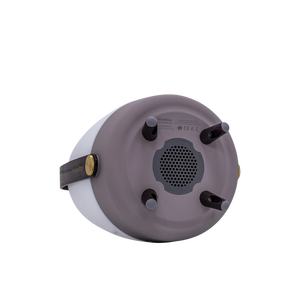 Speaker light with polyethylene housing, wooden handle, and brass accents – Lite-up PLAY Mini | Kooduu