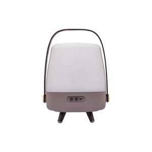 Speaker light with polyethylene housing, wooden handle, and brass accents – Lite-up PLAY Mini | Kooduu