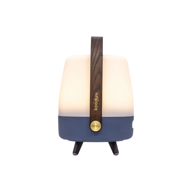 Polyethylene speaker lamp with wooden handle and brass accents – Lite-up PLAY Mini | Kooduu