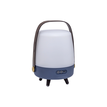 Polyethylene speaker lamp with wooden handle and brass accents – Lite-up PLAY Mini | Kooduu