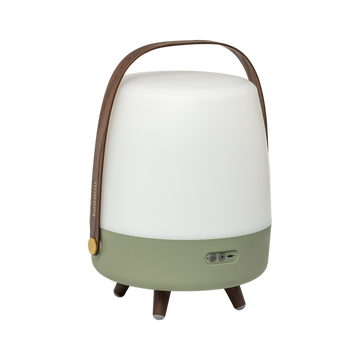 Polyethylene Loudspeaker Lamp with Wooden Handle and Brass Accents – Lite-up PLAY | Kooduu