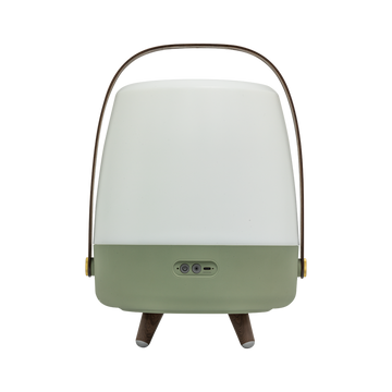 Polyethylene Loudspeaker Lamp with Wooden Handle and Brass Accents – Lite-up PLAY | Kooduu
