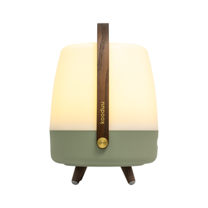 Polyethylene Loudspeaker Lamp with Wooden Handle and Brass Accents – Lite-up PLAY | Kooduu
