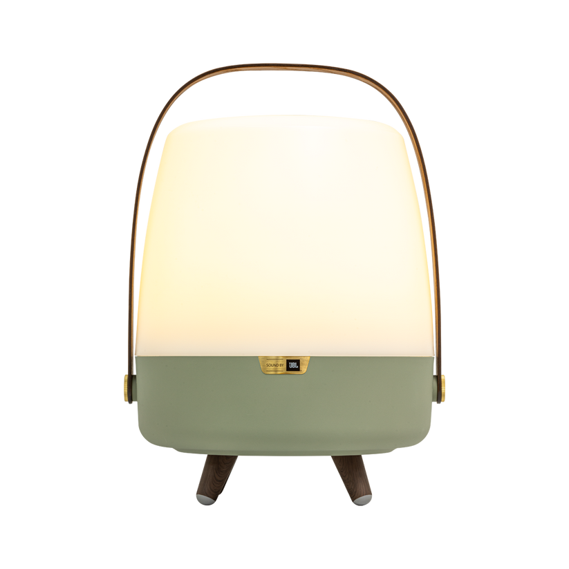 Polyethylene Loudspeaker Lamp with Wooden Handle and Brass Accents – Lite-up PLAY | Kooduu