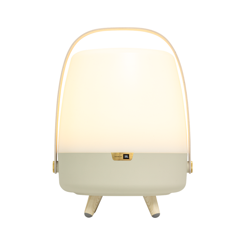 Polyethylene Loudspeaker Lamp with Wooden Handle and Brass Accents – Lite-up PLAY | Kooduu