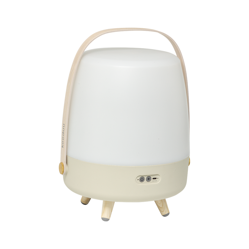 Polyethylene Loudspeaker Lamp with Wooden Handle and Brass Accents – Lite-up PLAY | Kooduu