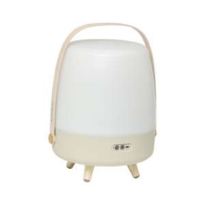 Polyethylene Loudspeaker Lamp with Wooden Handle and Brass Accents – Lite-up PLAY | Kooduu