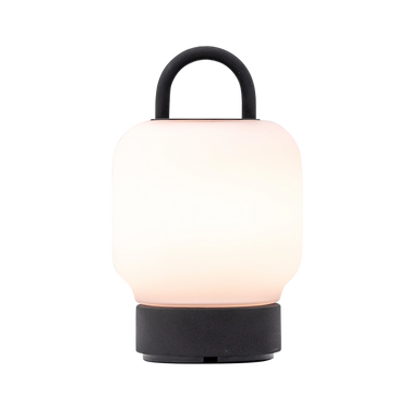 LED-Tischleuchte in Anthrazit mit dimmbarer, diffuser Beleuchtung, tragbarem Griff und wiederaufladbarem Akku – Loome | Kooduu