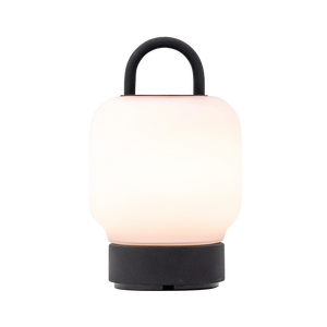 LED-Tischleuchte in Anthrazit mit dimmbarer, diffuser Beleuchtung, tragbarem Griff und wiederaufladbarem Akku – Loome | Kooduu