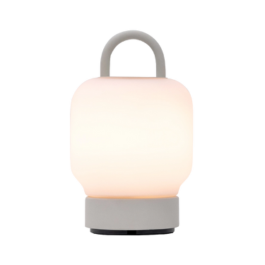 LED-Tischleuchte in Cloudy White mit dimmbarer diffuser Beleuchtung, tragbarem Griff und wiederaufladbarem Akku – Loome | Kooduu