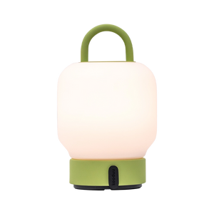 LED table lamp in Moss with dimmable diffuse lighting, portable handle, and rechargeable battery – Loome | Kooduu