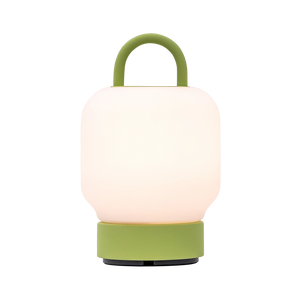 LED table lamp in Moss with dimmable diffuse lighting, portable handle, and rechargeable battery – Loome | Kooduu